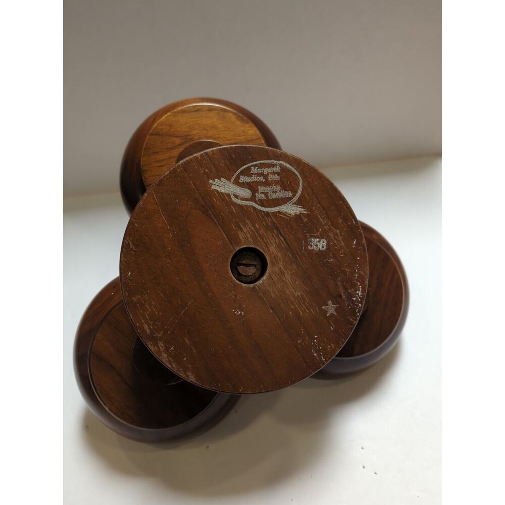 Vintage Margaret Studios Wood Lazy Susan Serving Bowls Rare Mid Century Modern - Picture 4 of 8